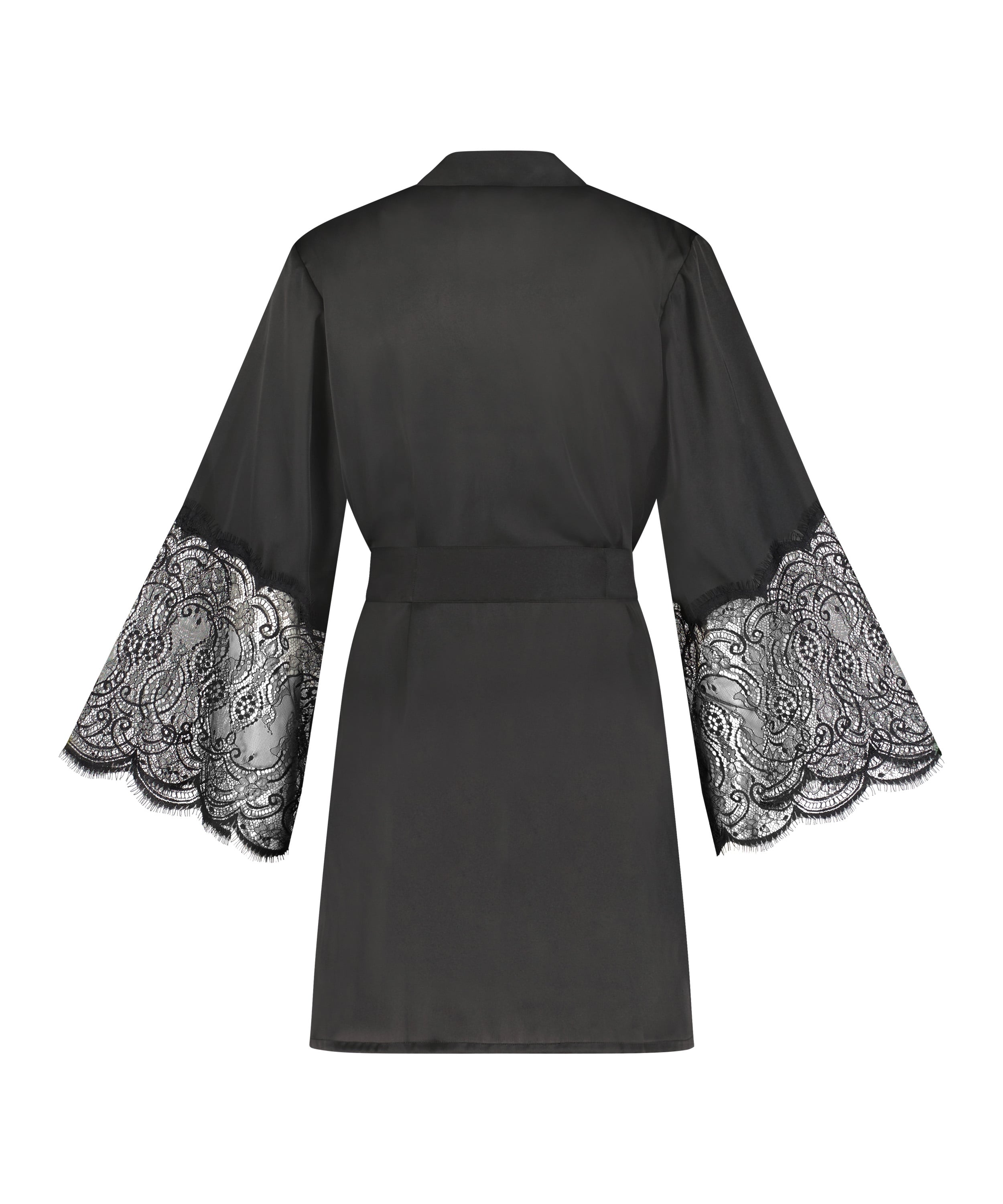 Kimono Satin Lace, Czarny, main