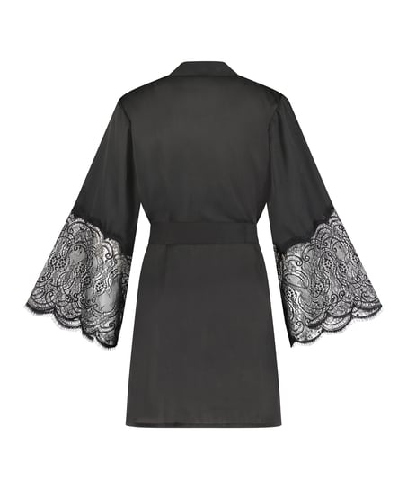 Kimono Satin Lace, Czarny