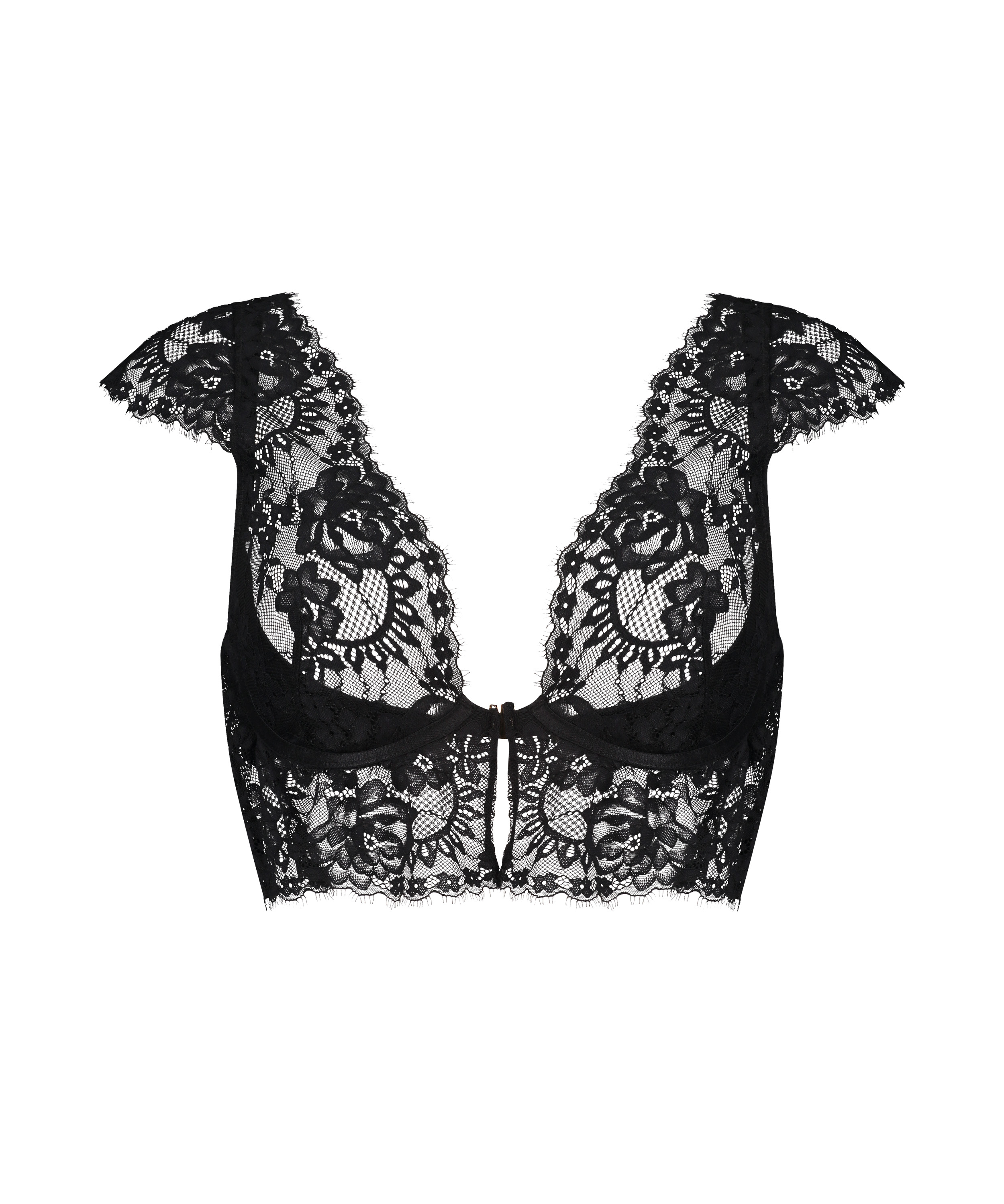 Nieusztywniany biustonosz z fiszbinami Longline Trixie, Czarny, main