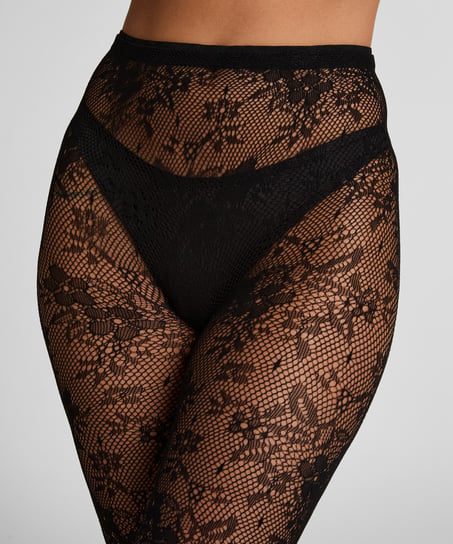 Rajstopy Allover Lace, Czarny