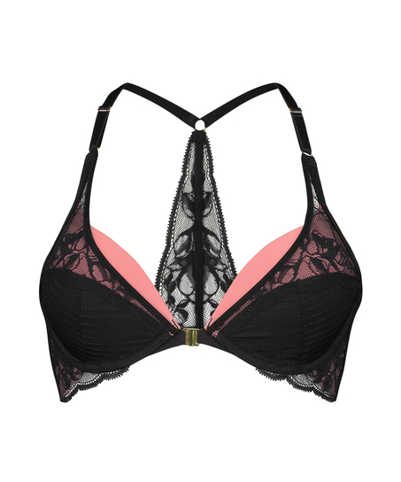 Usztywniony biustonosz push-up z fiszbinami Marit, Czarny