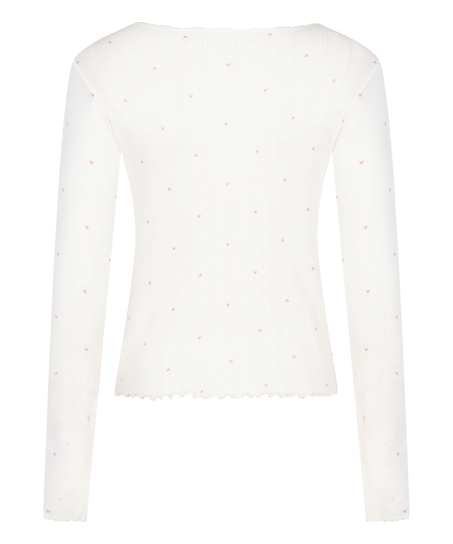 Top od piżamy Pointelle, Biały