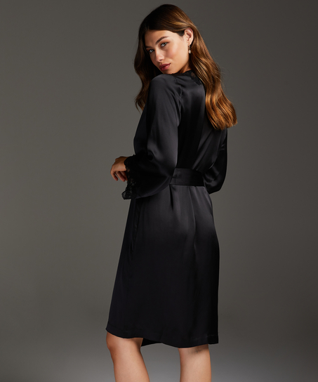 Jedwabne koronkowe kimono, Czarny