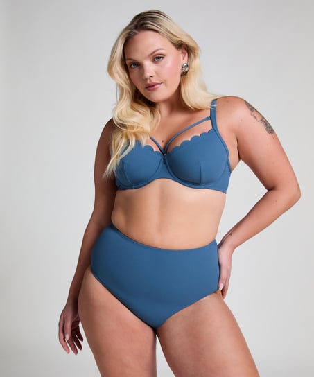 Usztywniany top bikini z fiszbinami Scallop, Niebieski