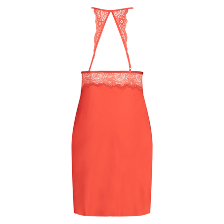Satin lace slip dress, Czerwony
