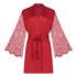 Satynowe kimono z koronką, Czerwony