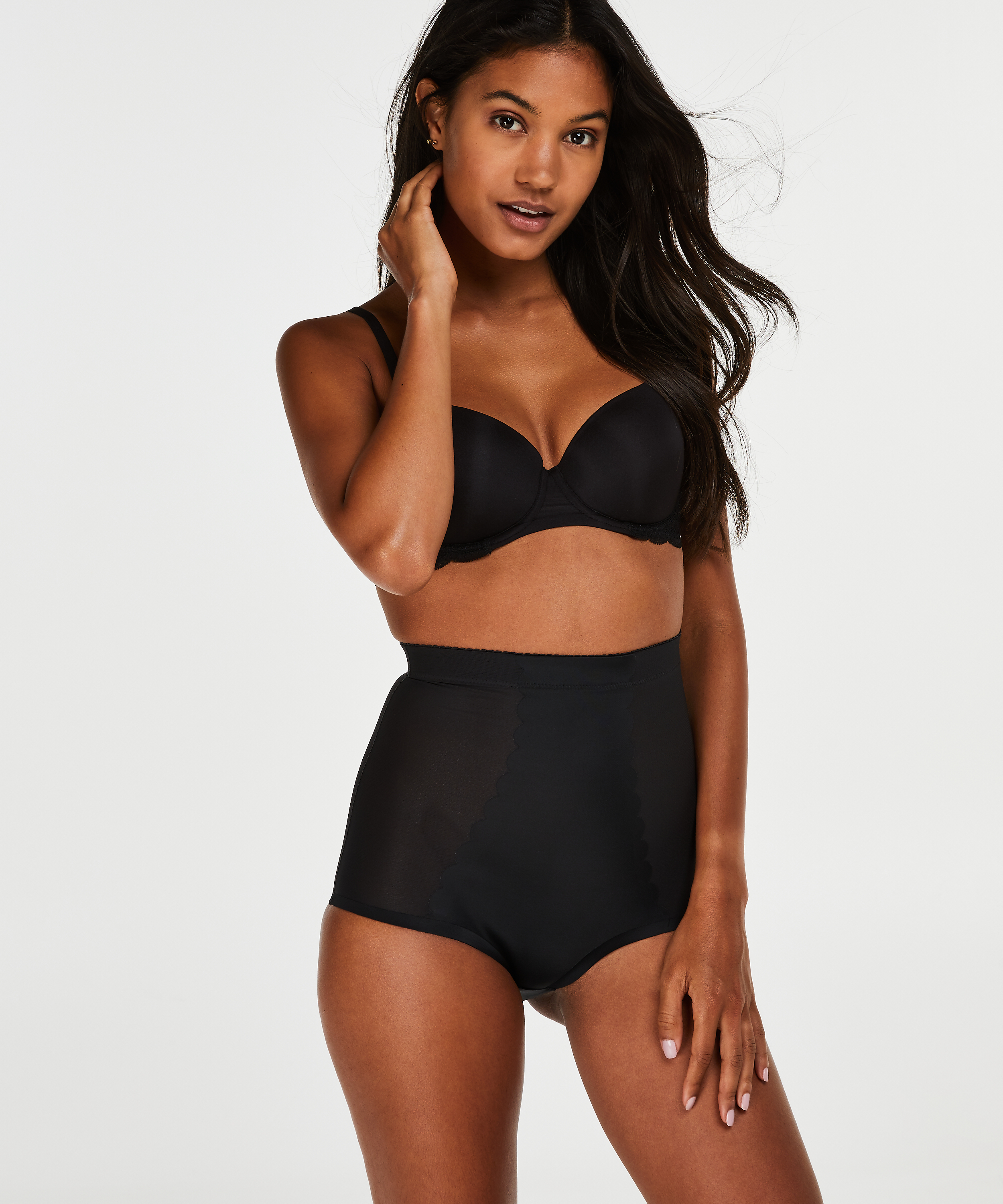 Sculpting scallop high waisted brief - Level 3, Czarny, main