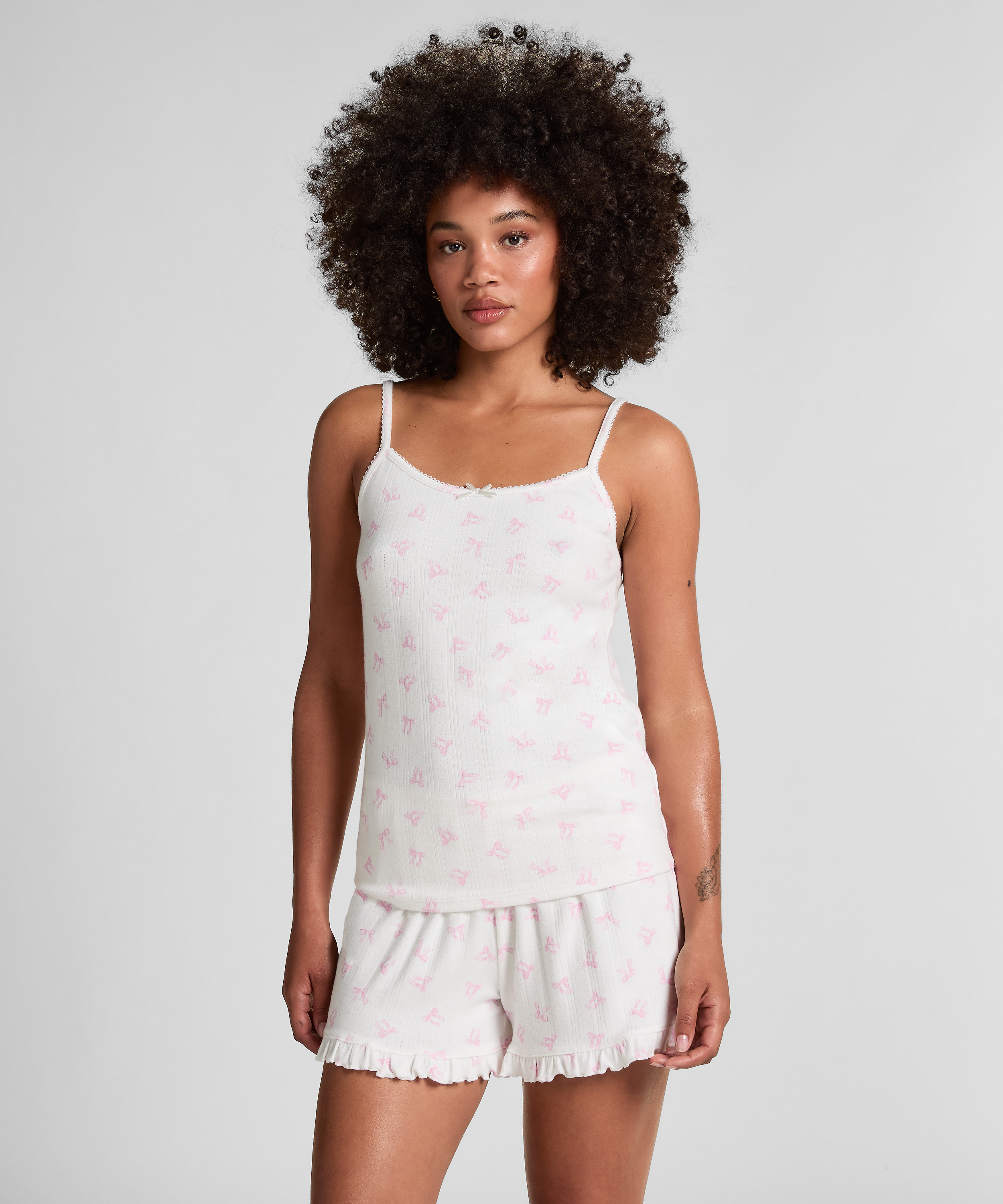 Top na ramiączkach Pointelle, Biały, main