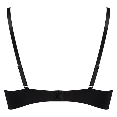 Usztywniony biustonosz maximizer z fiszbinami i głębokim dekoltem, Czarny