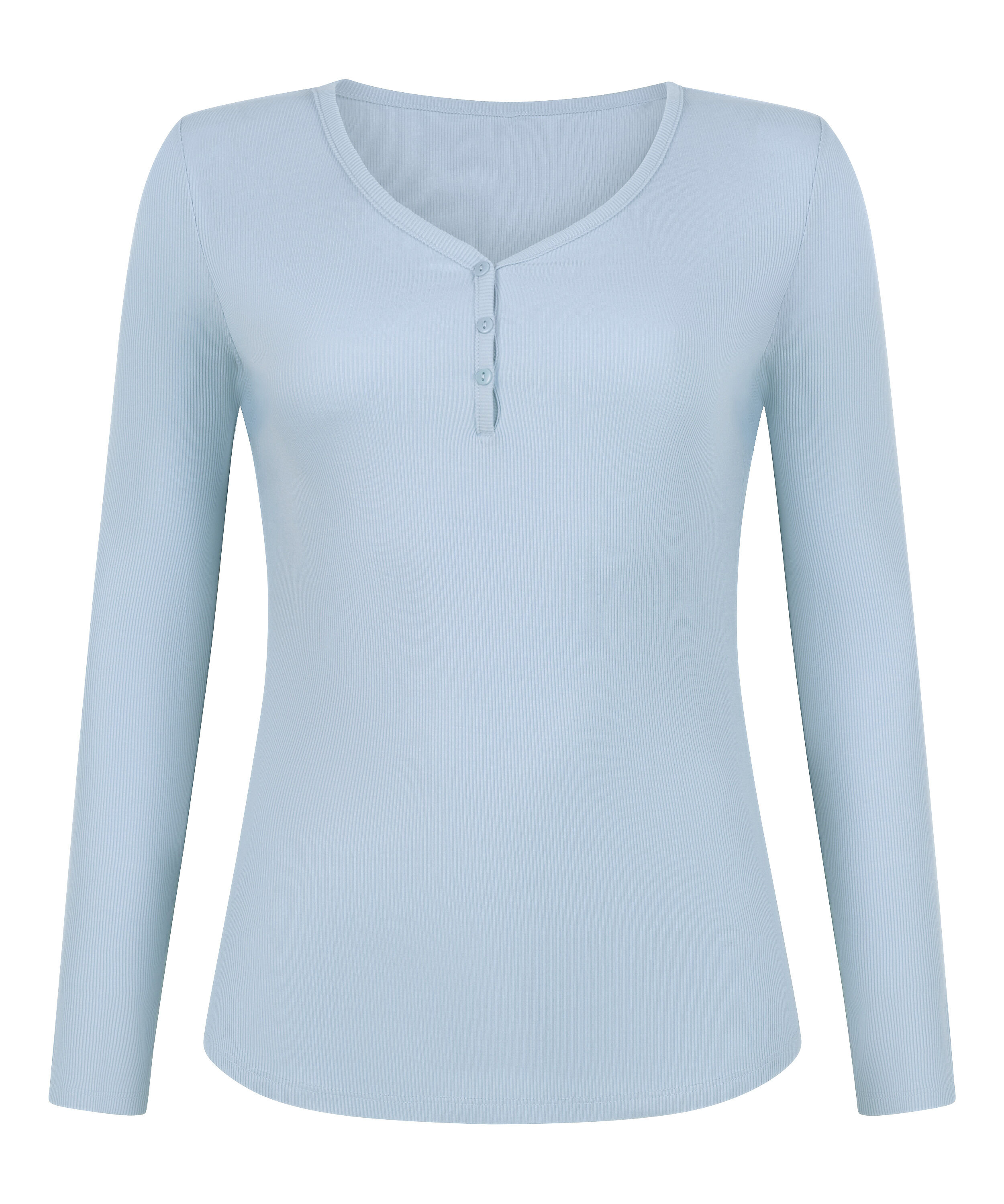 Bluza piżamowa Henley z długim rękawem, Niebieski