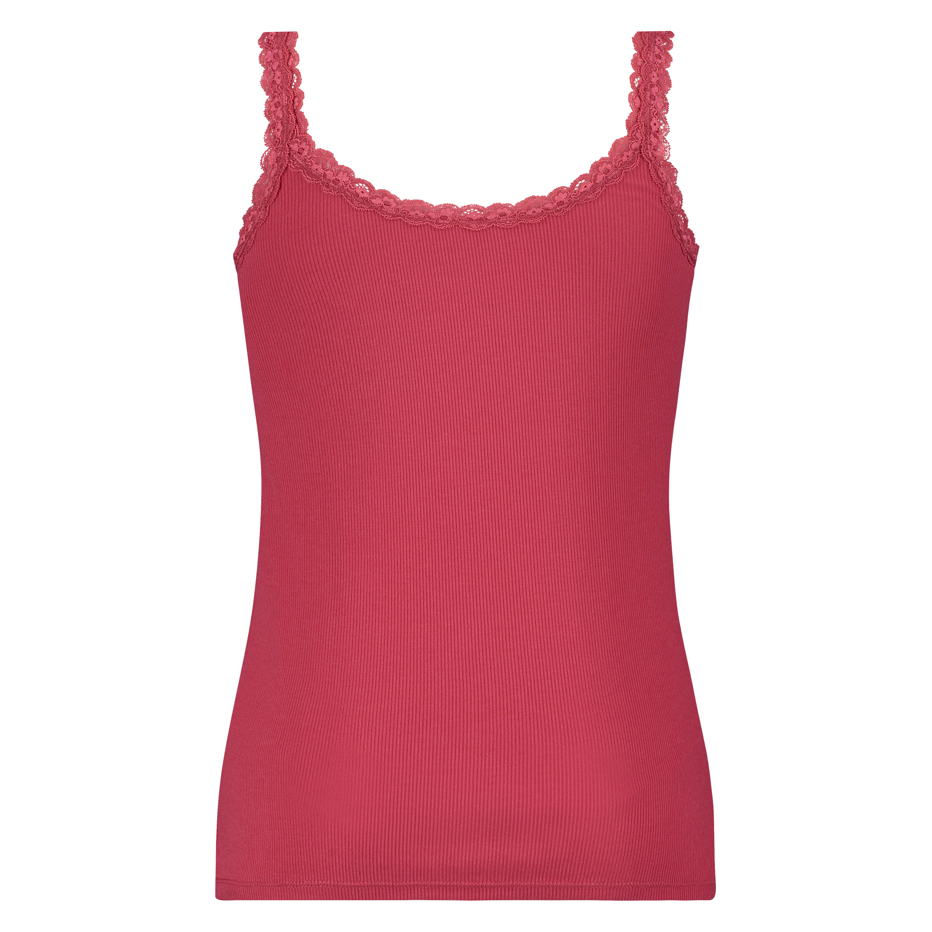 Singlet top cami rib lace, Czerwony, main