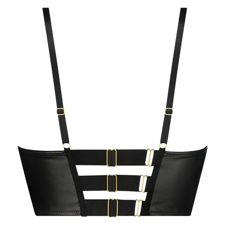 Usztywniony długi biustonosz push-up z fiszbinami Talia, Czarny