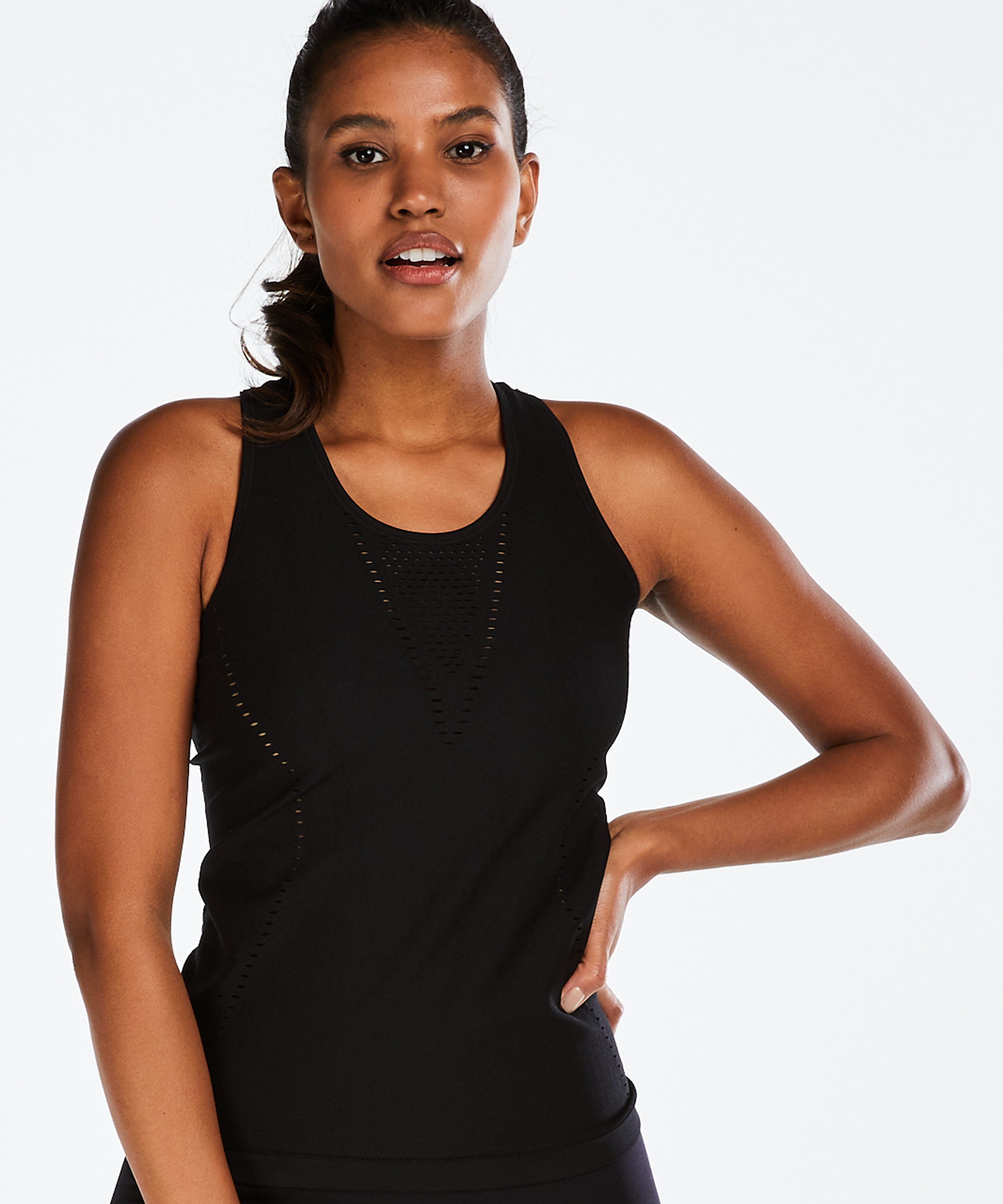 HKMX roundknit tank top, Czarny, main