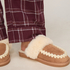 Kapcie Faux Suede Stitching, Brązowy