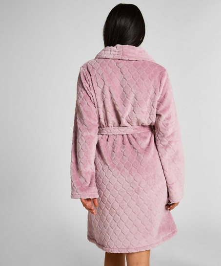 Kr&oacute;tki szlafrok fleece, Fioletowy