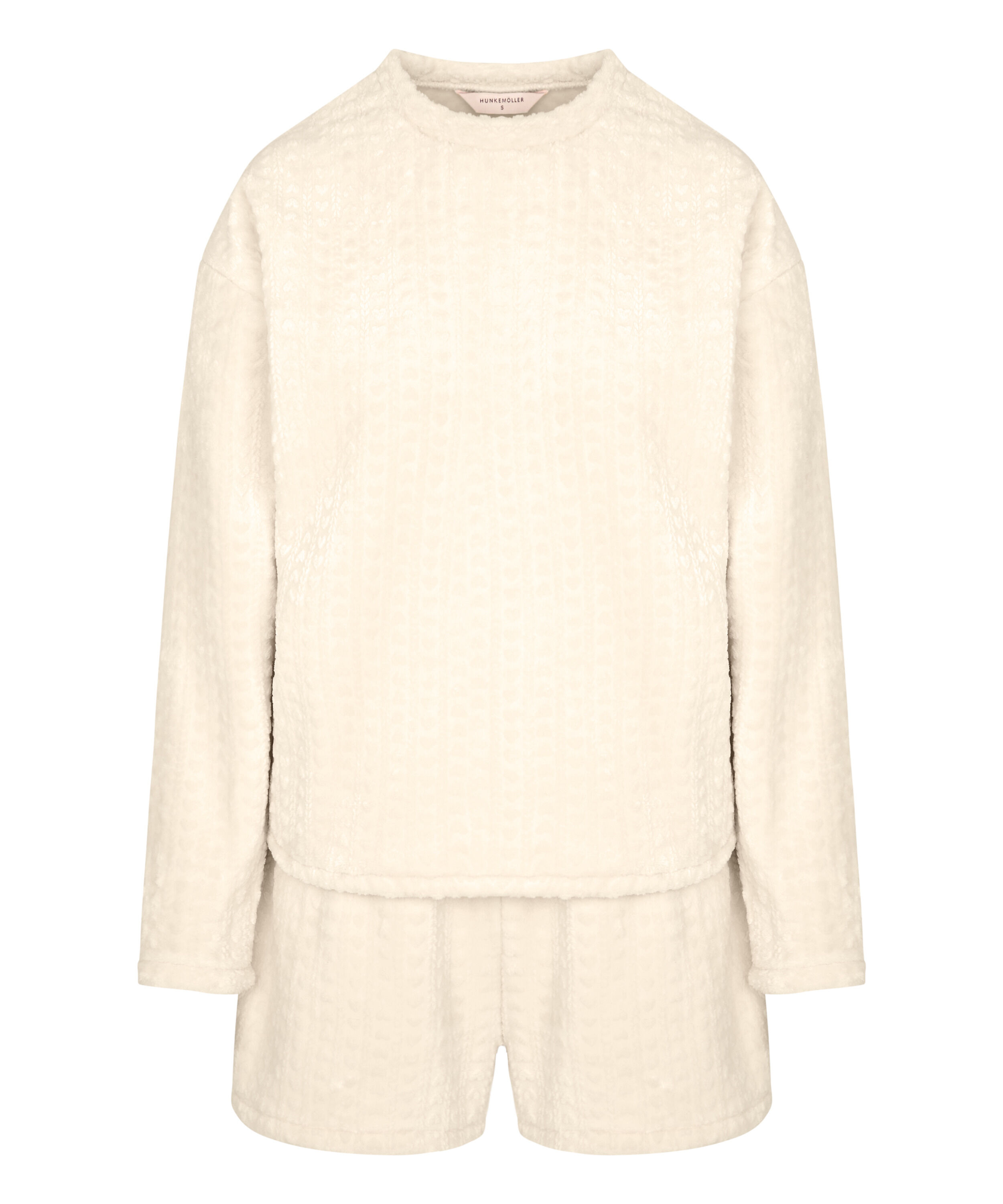Komplet Piżamy Cable Fleece Heart, Biały