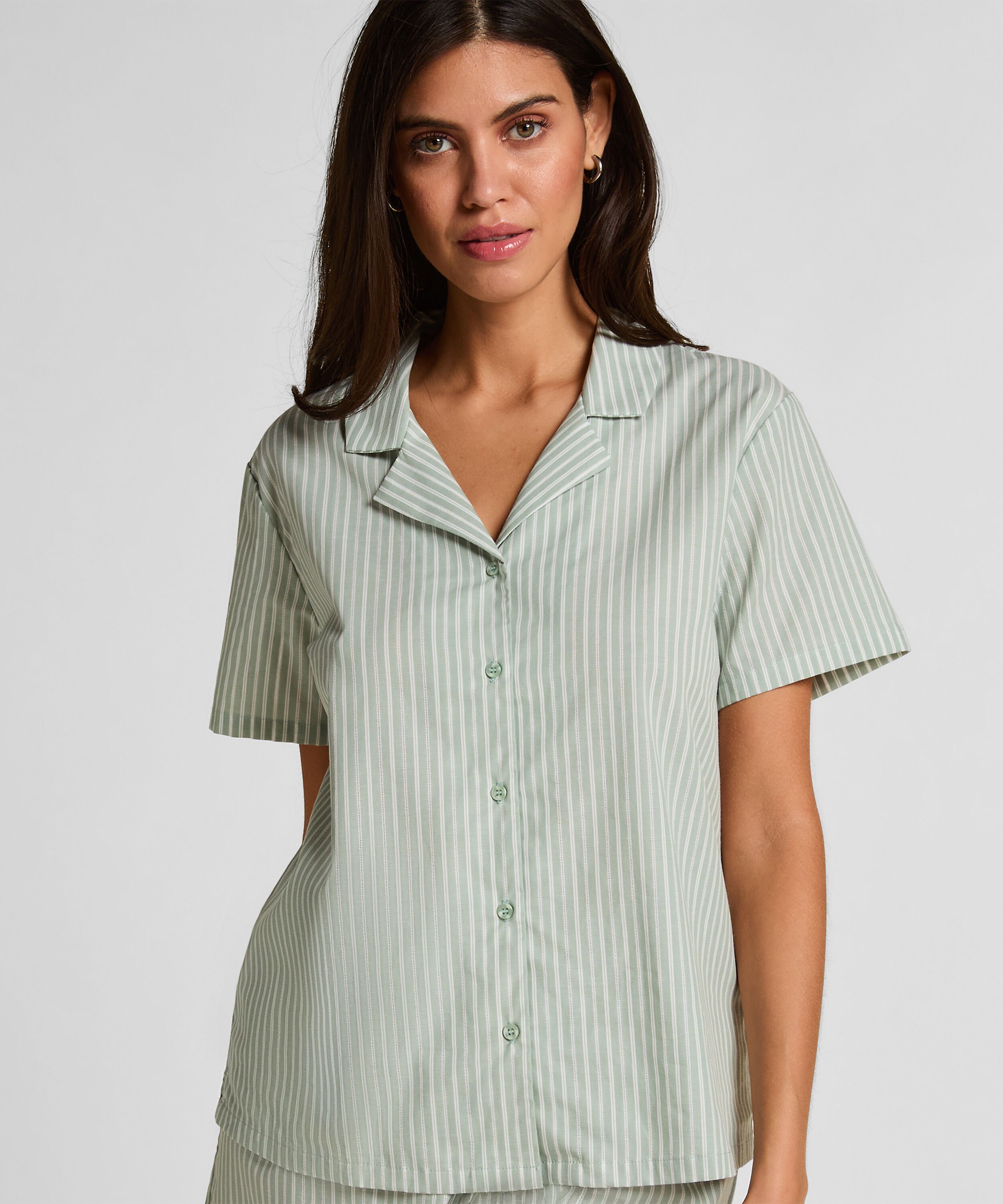 Tkana bluza w paski, Zielony