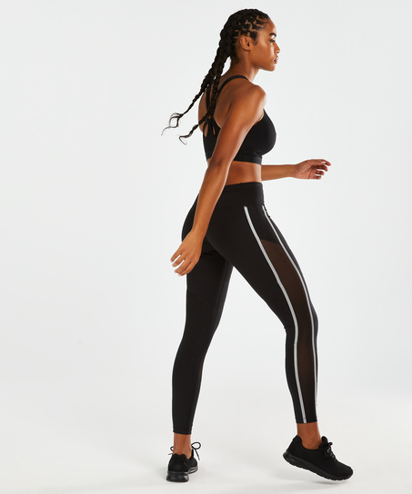 HKMX Regular Waist Sports Leggings, Czarny