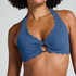 G&oacute;ra od bikini z krojem typu halter, Niebieski