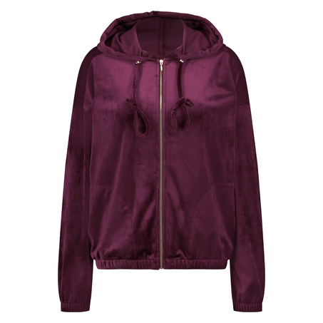 Velvet hoodie jacket, Czerwony