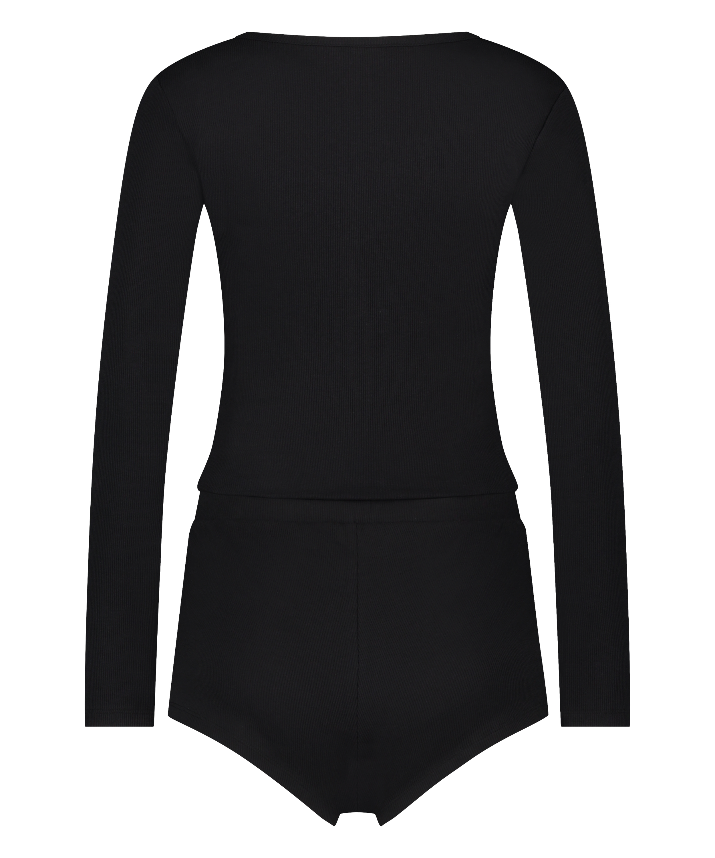 Koronkowa piżama z długim rękawem, Czarny, main