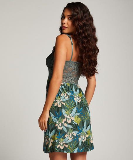 Sukienka na ramiączkach z koronką Nora, Zielony