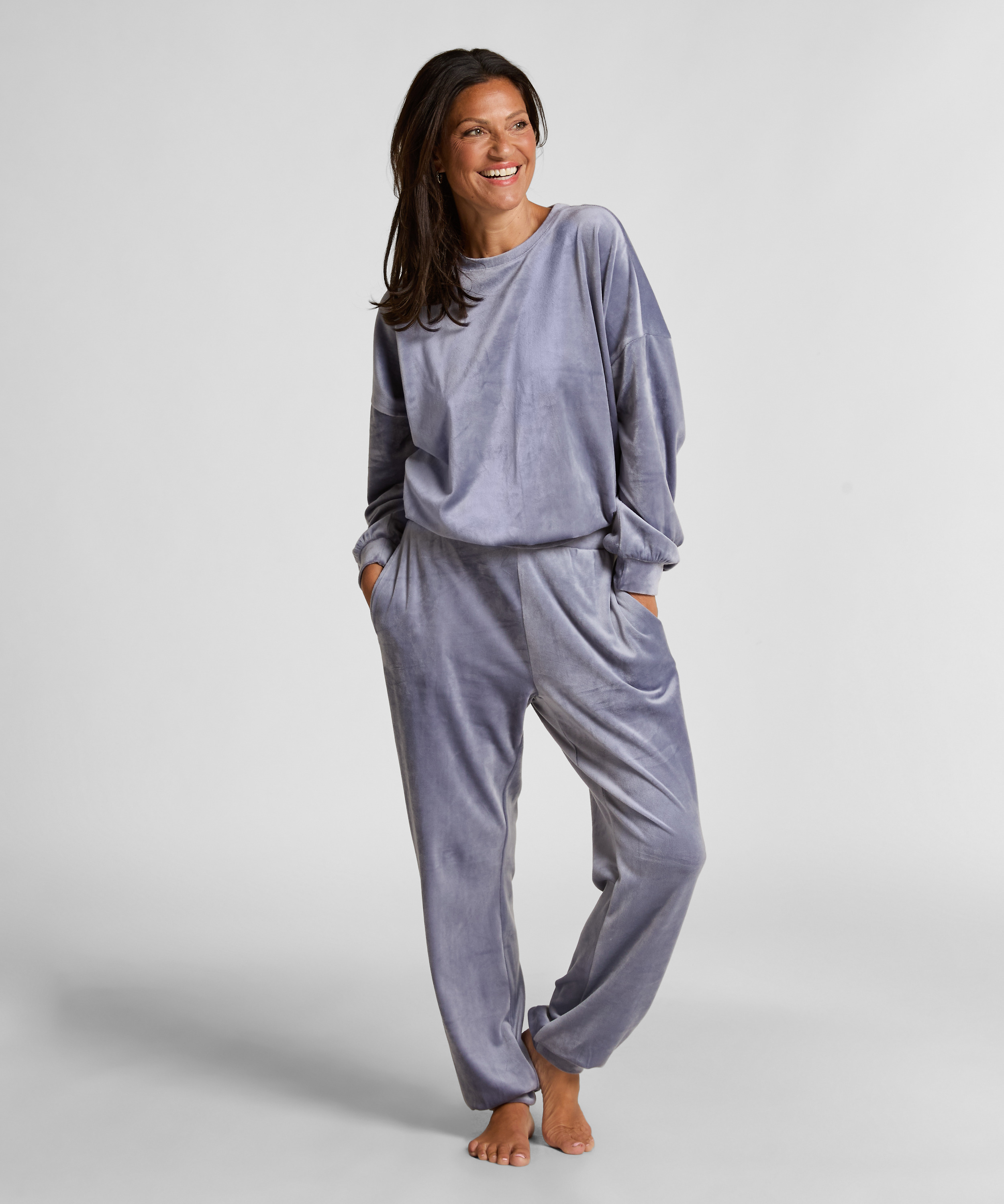 Welurowy top, Niebieski, main