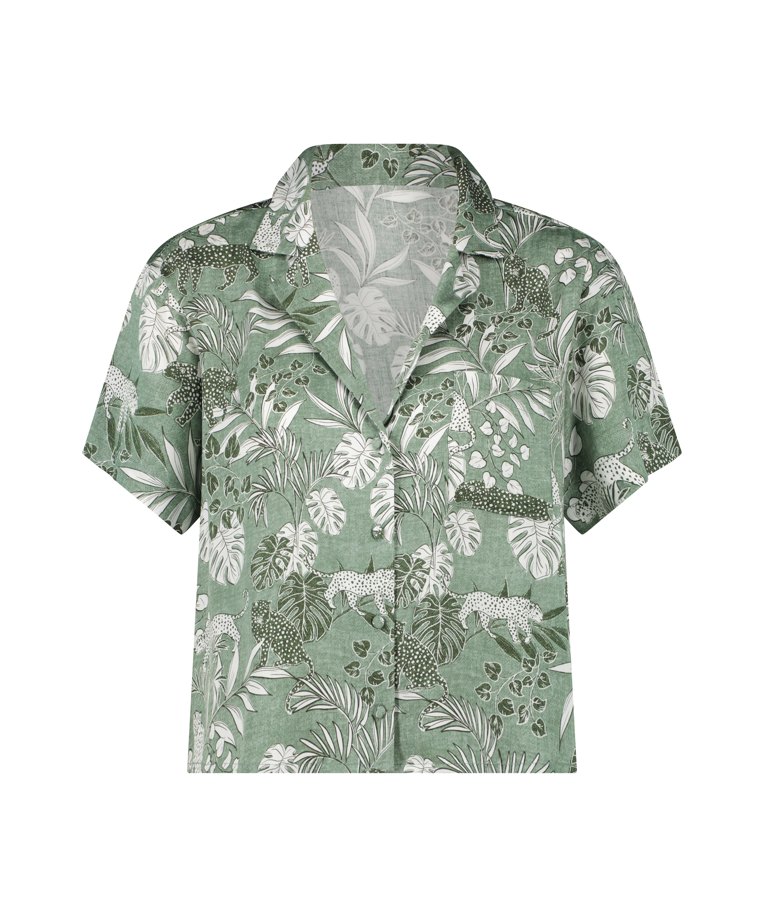 Góra od piżamy z krótkim rękawem i nadrukiem, Zielony, main