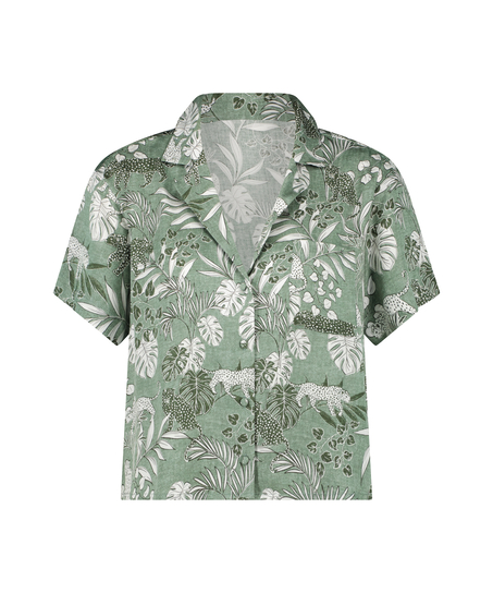 Góra od piżamy z krótkim rękawem i nadrukiem, Zielony