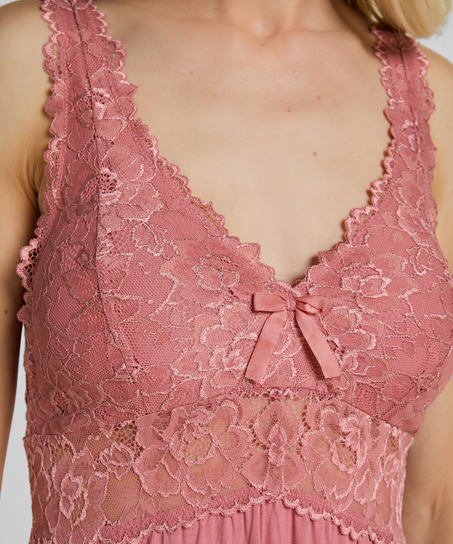 Sukienka na ramiączkach z koronką Nora, R&oacute;żowy