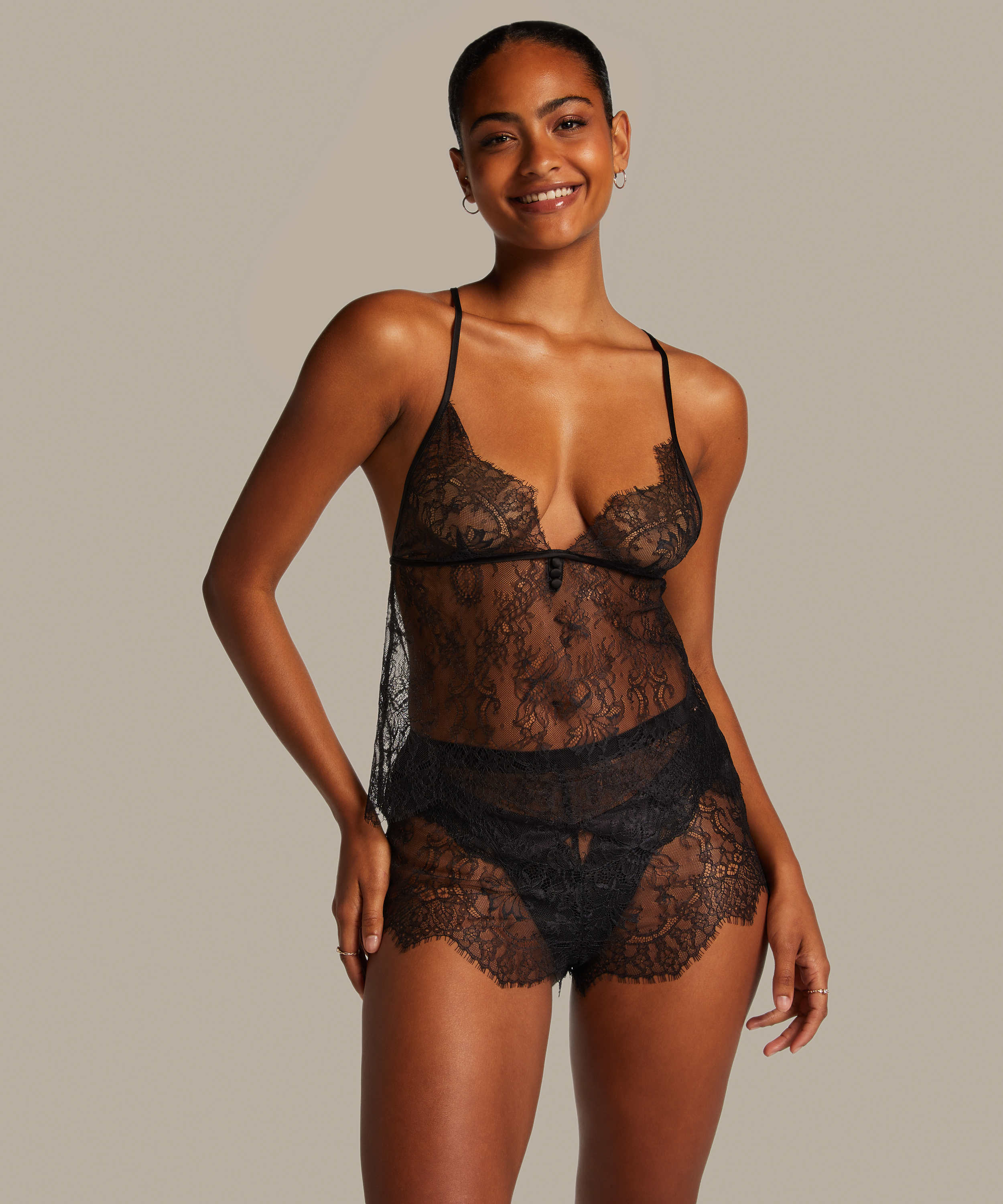 Cami Lace Delphine, Czarny, main