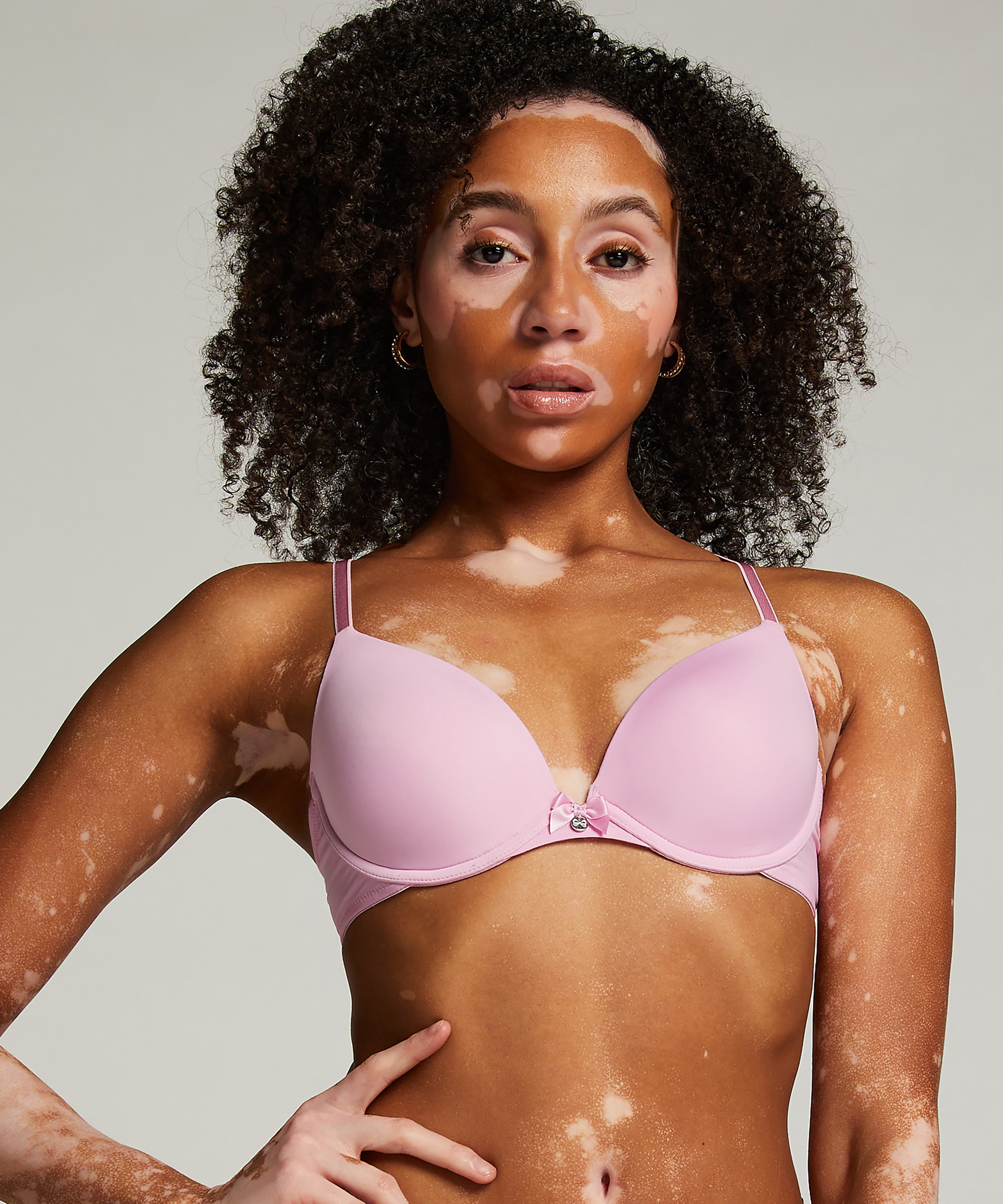 ﻿Biustonosz usztywniany z fiszbinami Plunge, Różowy, main