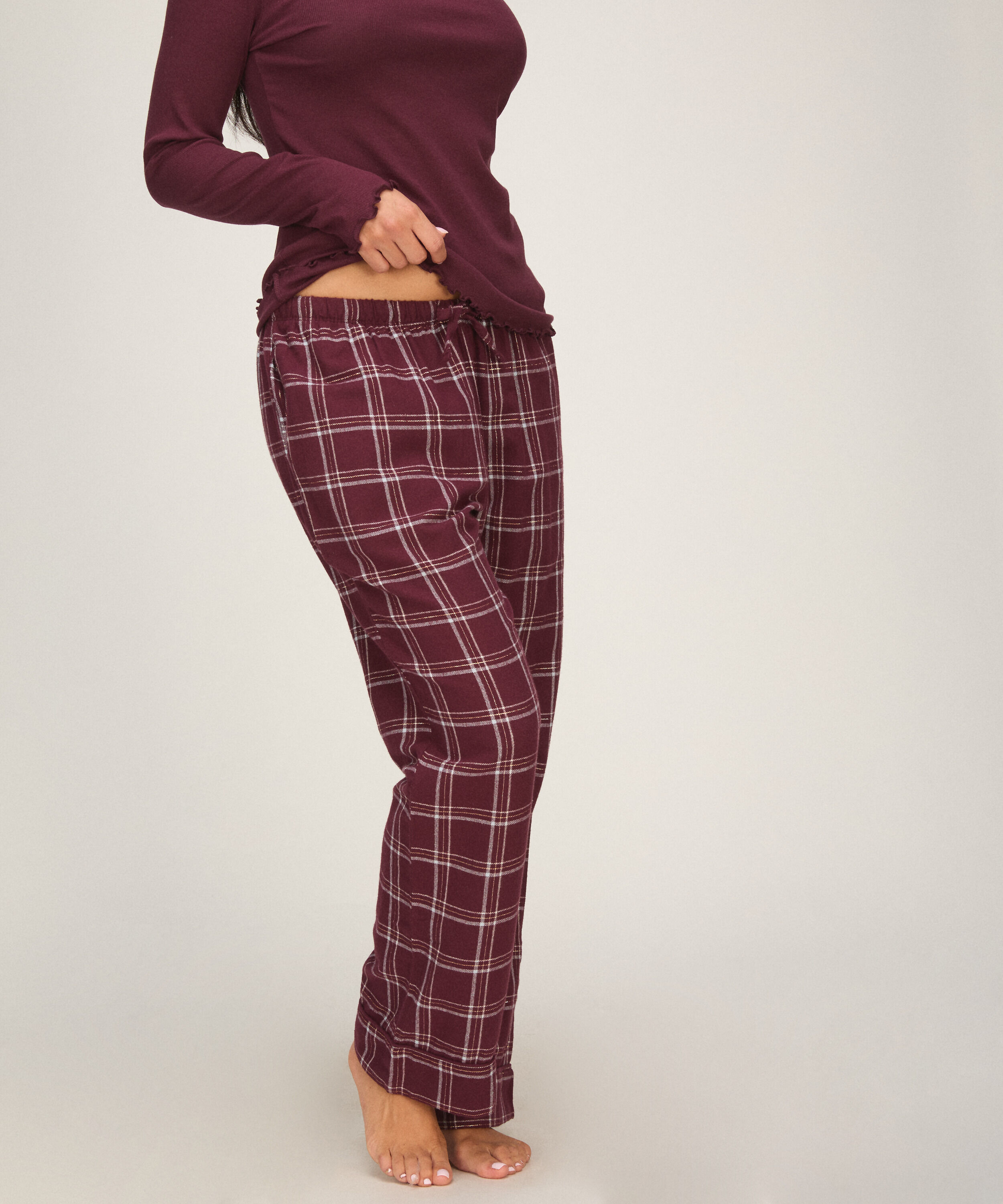 Flanelowe spodnie od piżamy, Fioletowy