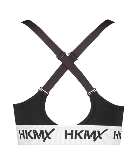 Biustonosz sportowy HKMX The Crop Logo Level 1, Czarny