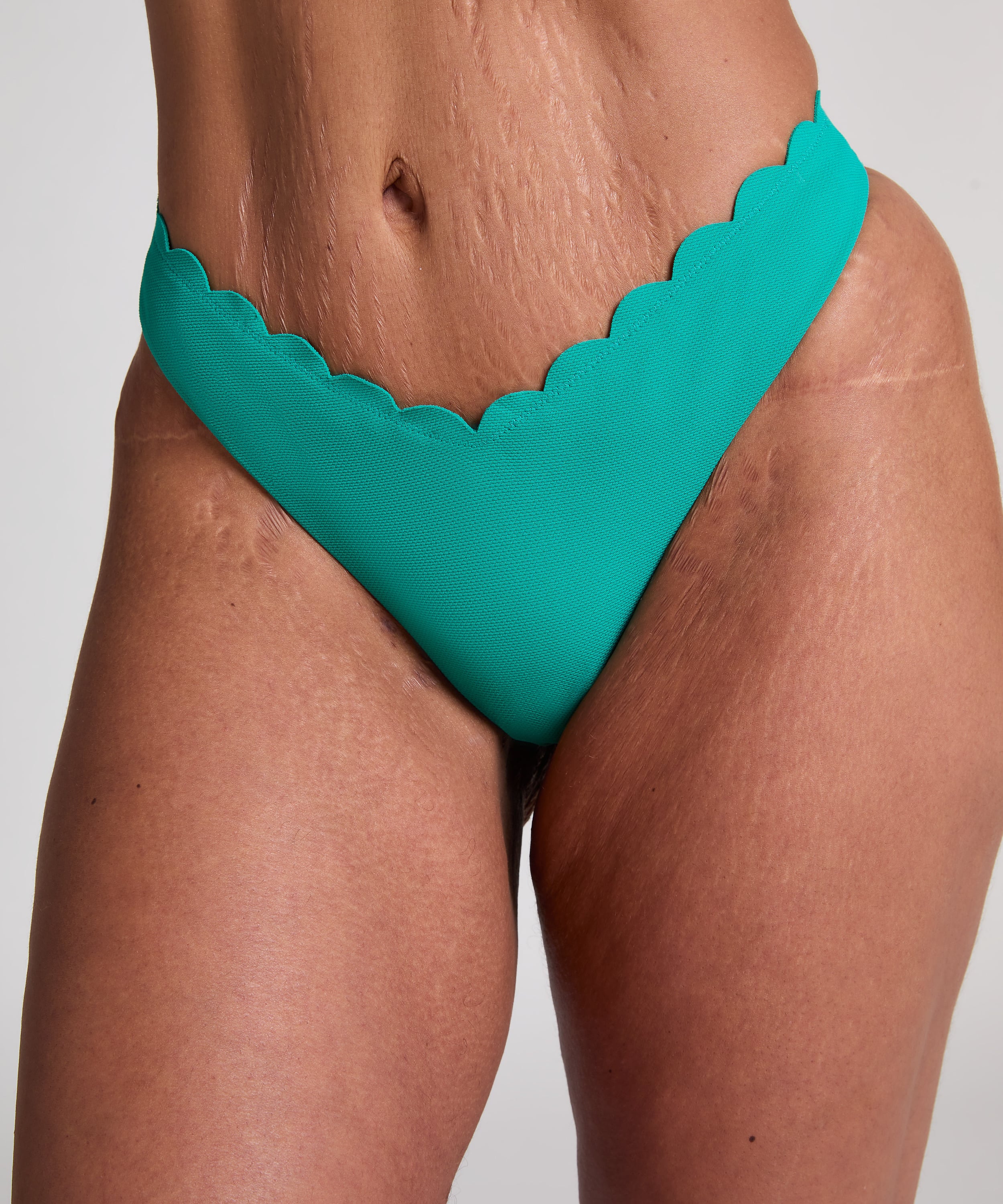 Majtki Bikini Wysoko Krojona Scallop, Zielony, main