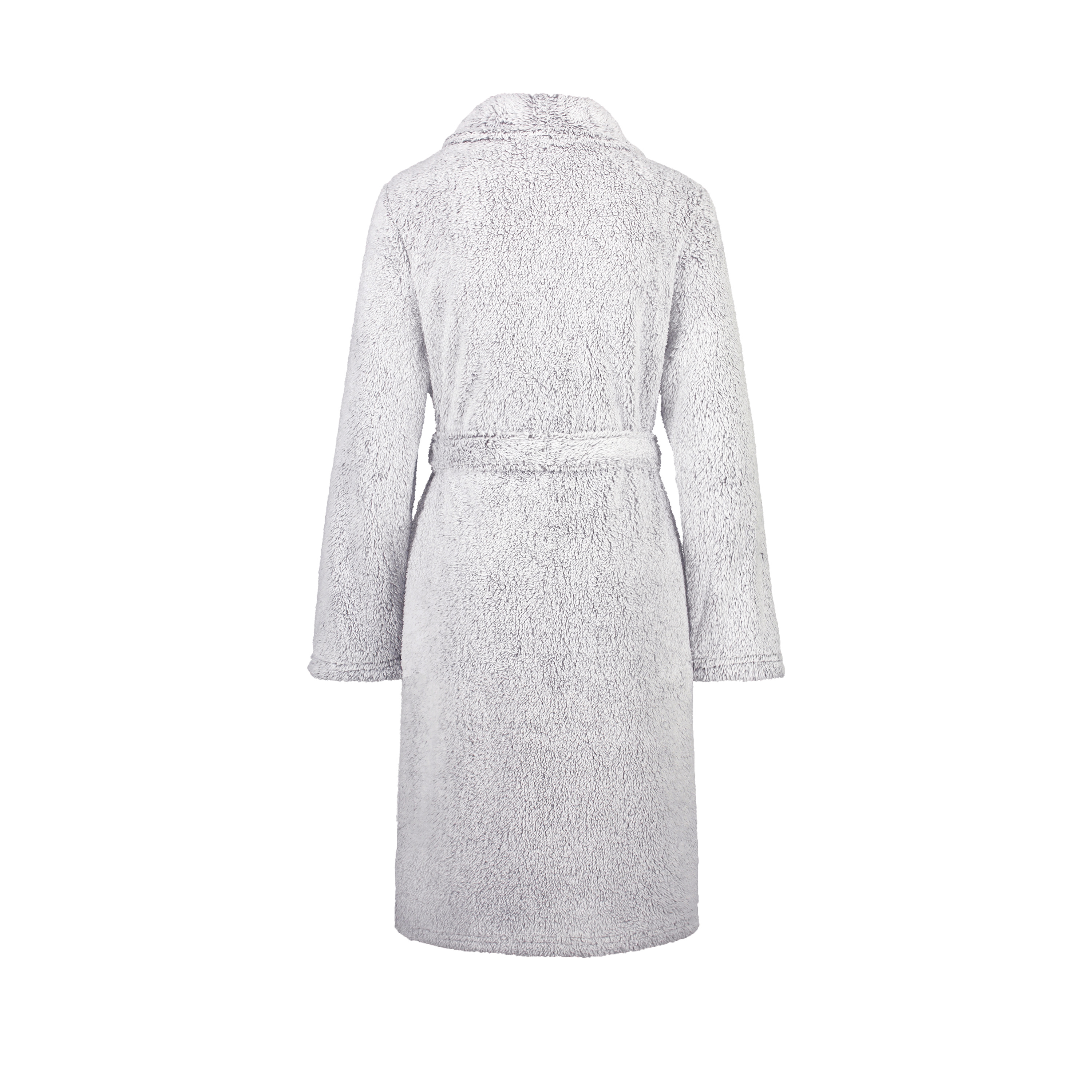 Fleece Bathrobe Short, Szary, main