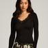 Dżersejowy top od piżamy z długimi rękawami, Czarny