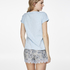 Chest Print SS Top, Niebieski