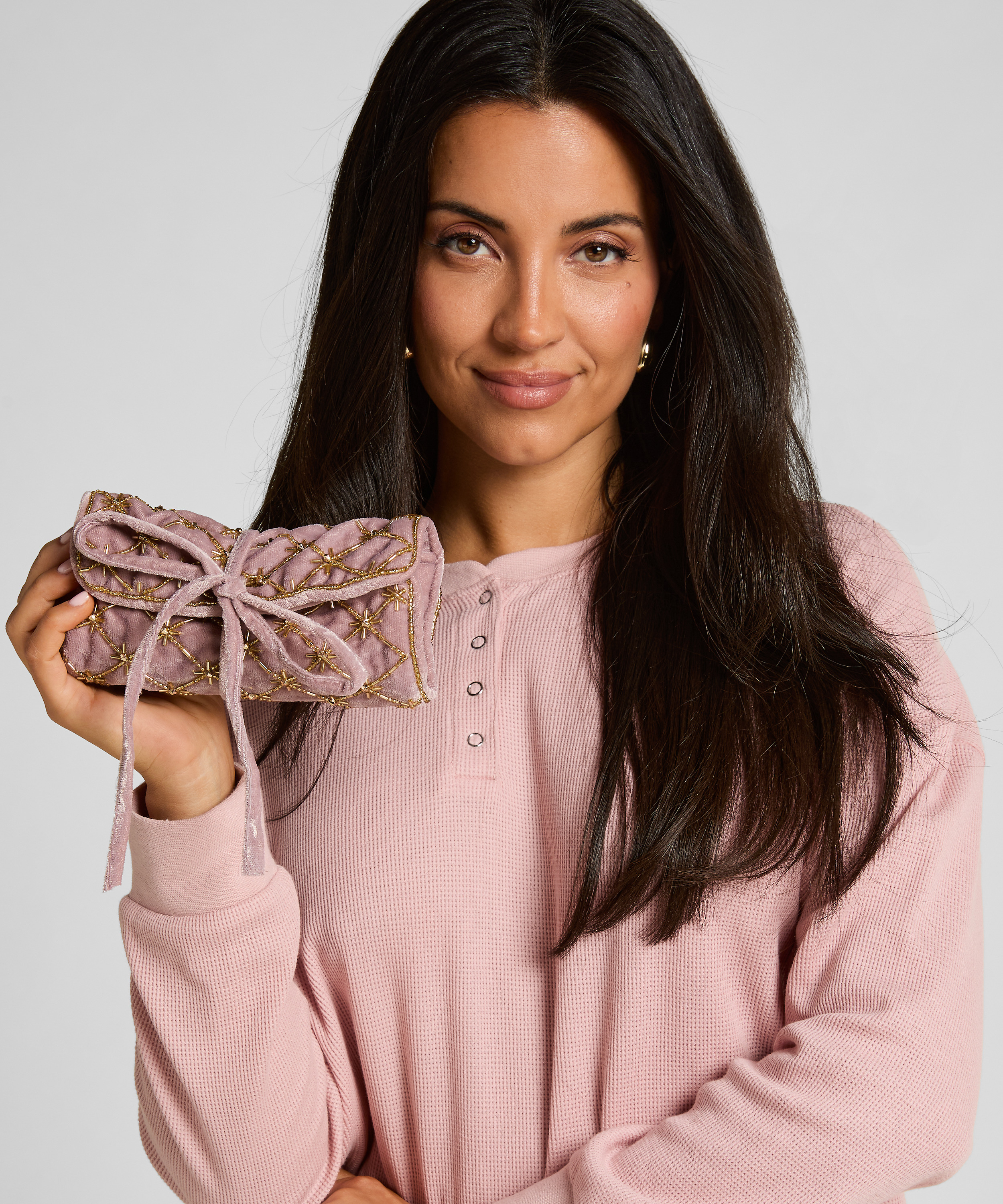 Worek na biżuterię z koralikami, R&oacute;żowy, main