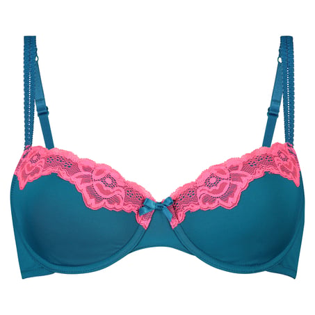 Biustonosz usztywniany z fiszbinami Secret Lace, Niebieski