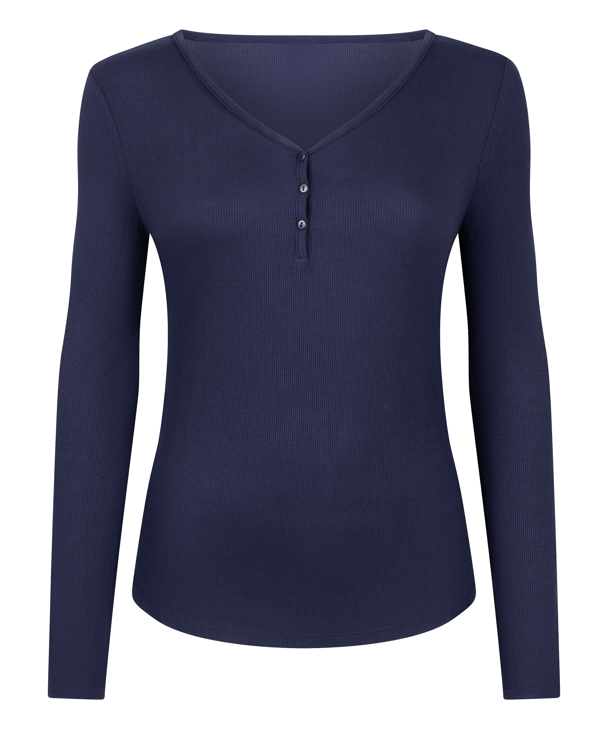 Bluza piżamowa Henley z długim rękawem, Niebieski