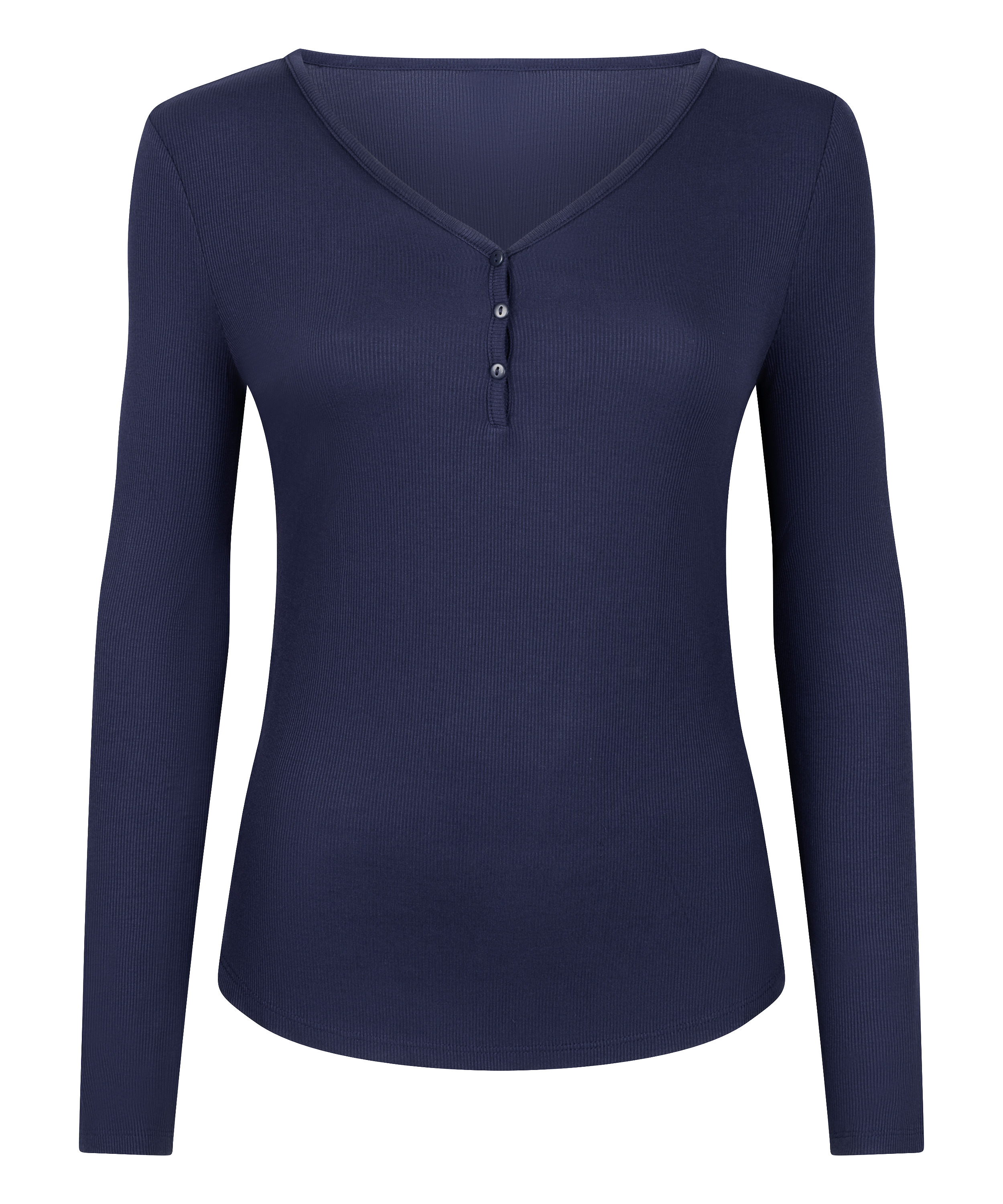 Bluza piżamowa Henley z długim rękawem, Niebieski, main