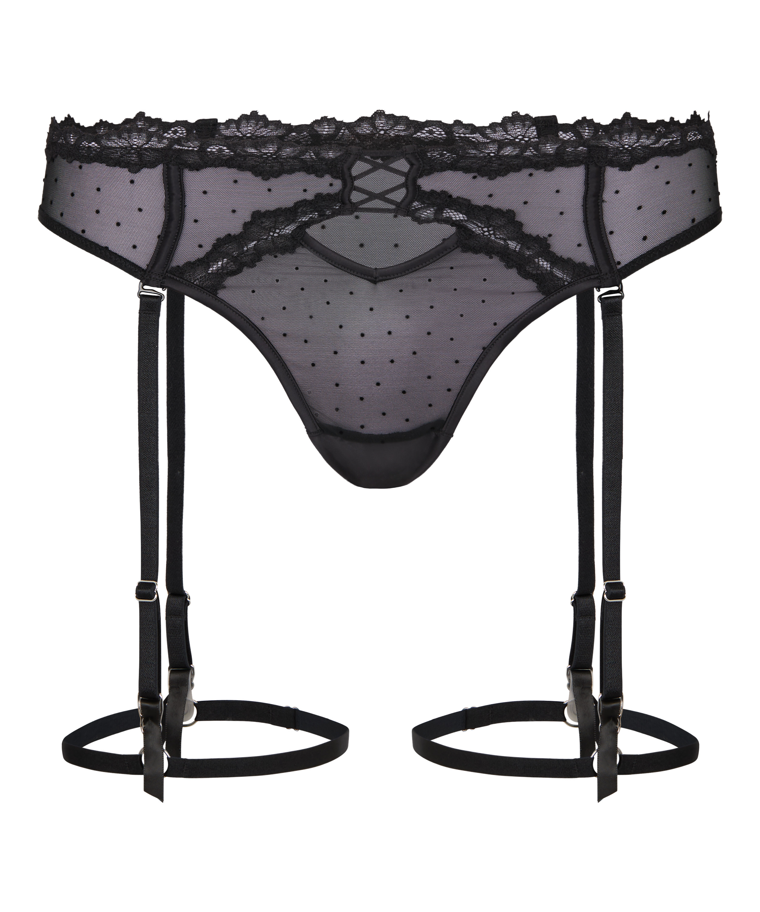 Stringi Typu Suspender Kat, Czarny, main