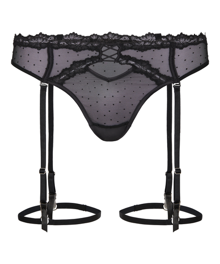 Stringi Typu Suspender Kat, Czarny