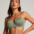 G&oacute;ra od bikini push-up z fiszbinami, z falowanym brzegiem, miseczki A &ndash; E, Zielony