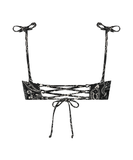 Kr&oacute;tki top bikini Paisley, Czarny