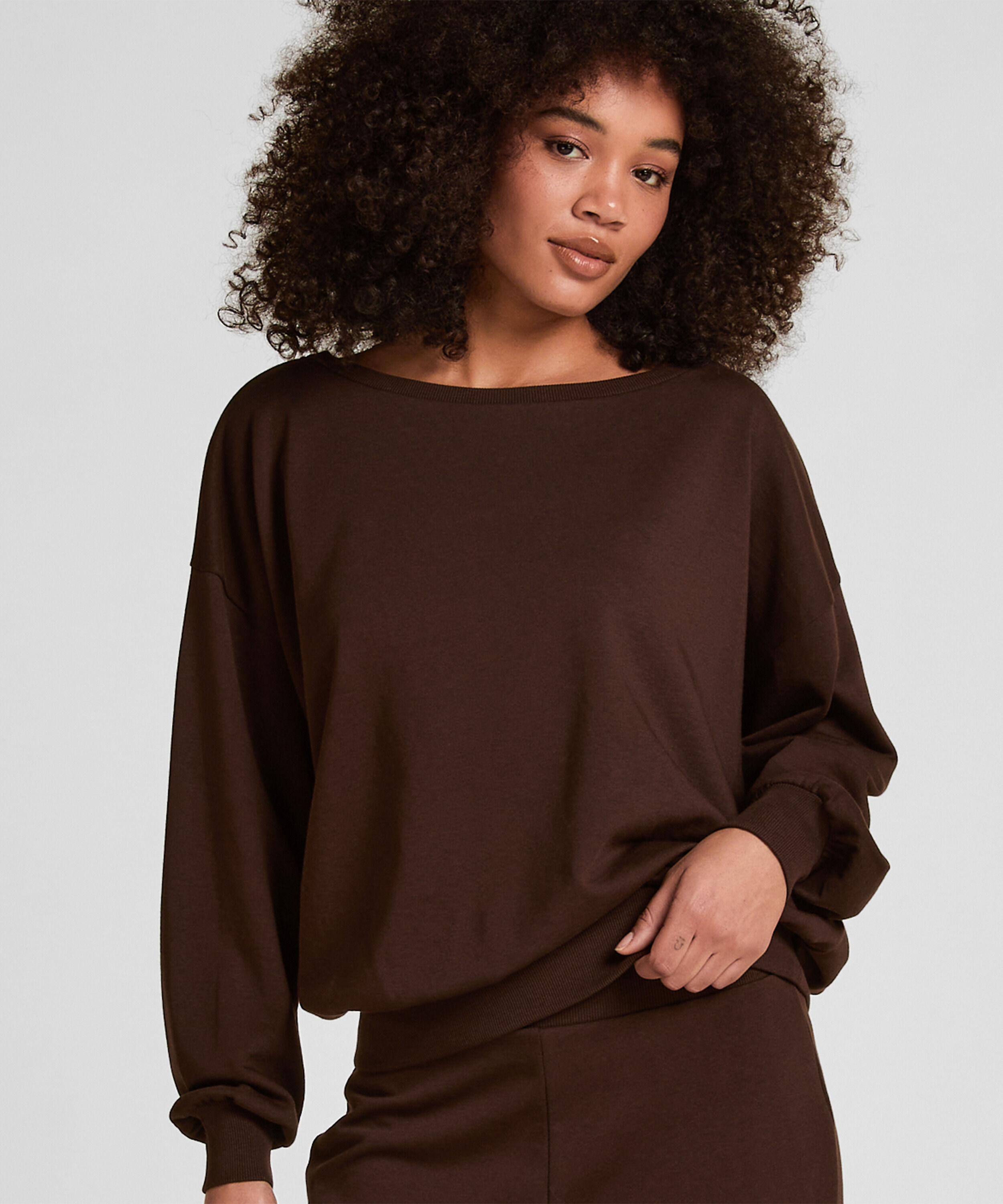 Boatneck Sweater Audrey, Brązowy