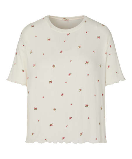 Top Piżamowy Pointelle, Biały