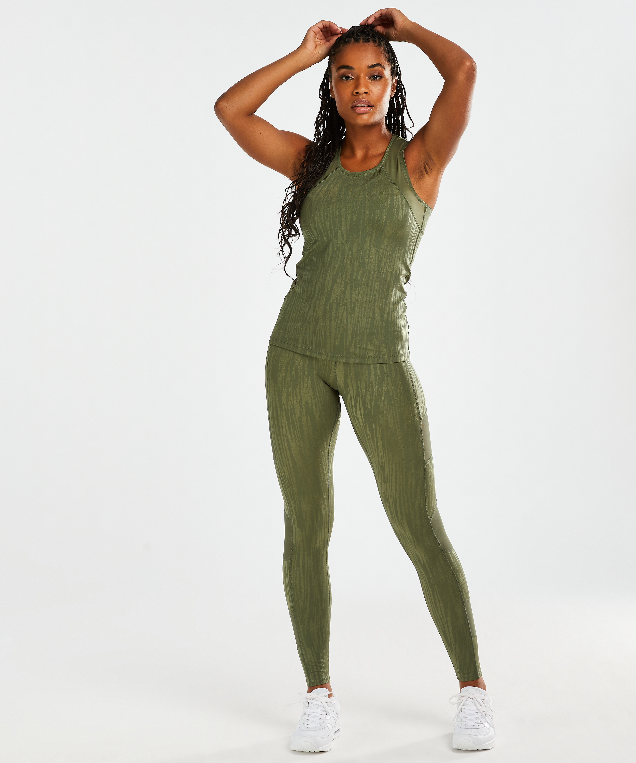 Sportowy tank top slim fit HKMX, Zielony, main