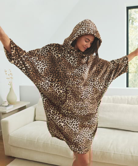 Flanelowa bluza z kapturem, Beżowy